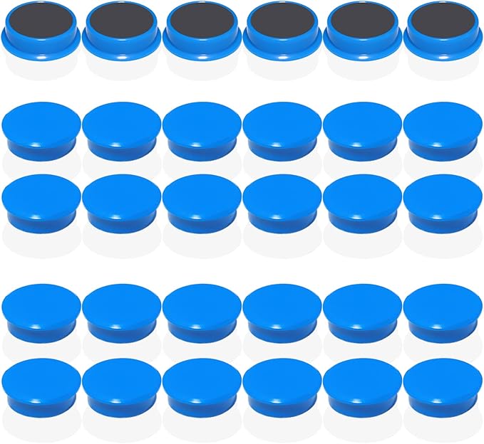 Fridge Magnets, 30 PCS Magnet Refrigerator Magnets Small Magnets for Whiteboard, Round Strong Magnets Heavy Duty Magnets Cute Mini Whiteboard Magnets for Fridge Locker Classroom Office (Blue)