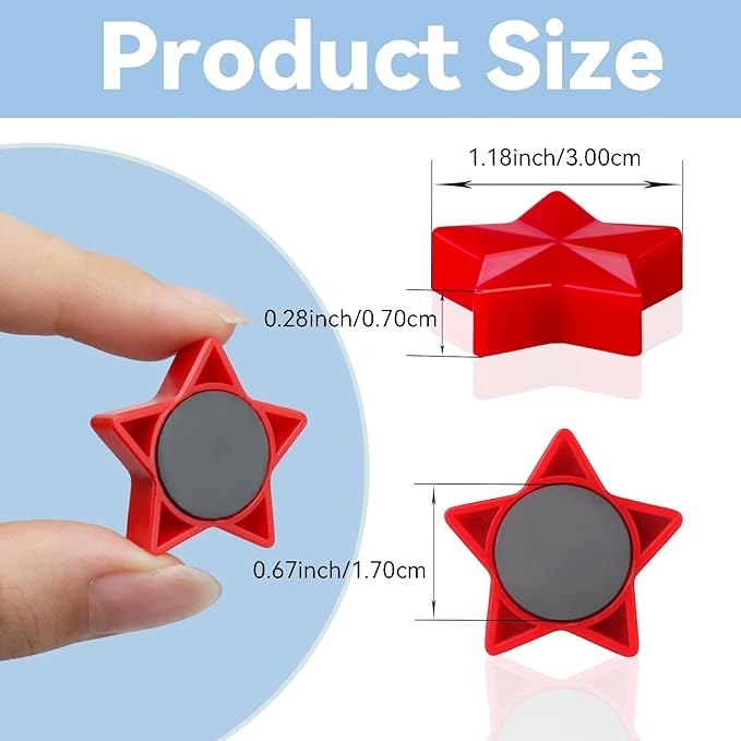 ZDZBLX 30 Pack Red Fridge Magnets, Strong Refrigerator Magnets, Small Heavy Duty Magnets for Whiteboard, Cute Decorative Star Mini Magnet for Fridge, Office, Kitchen, Classroom, Home, Locker, Craft