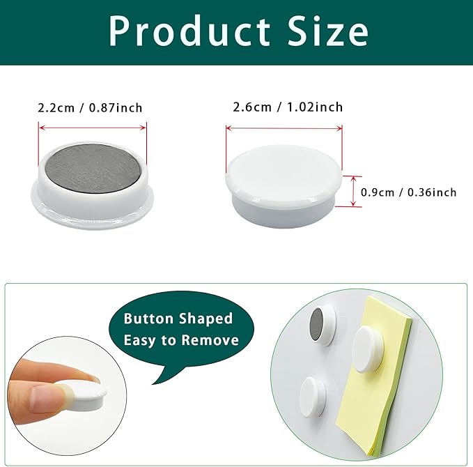 ZDZBLX Fridge Magnets, 10pcs Strong Refrigerator Magnets, Heavy Duty Small Magnets for Whiteboard, Office, Classroom, Lockers, Maps, DIY Crafts - Cute Mini Round Magnet for Fridge, Kitchen (White)