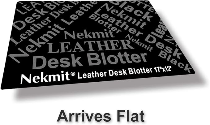 Nekmit Leather Desk Blotter Pad 17 x 12 Inches, Flat, Non-Slip, Waterproof, Black