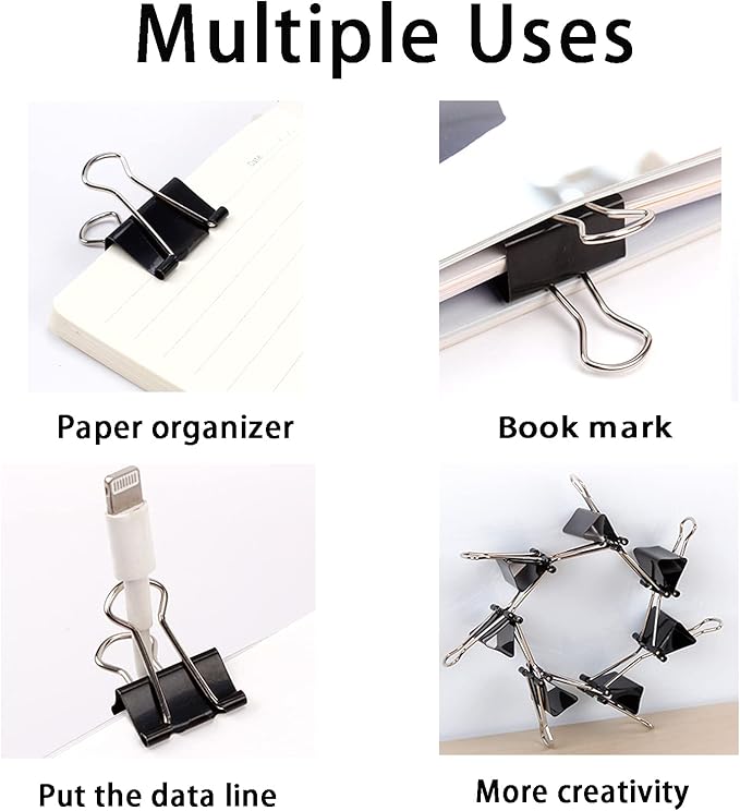 Extra Large Binder Clips 2.4 Inch (24 Pack), Upgrade Giant Paper Clips Big Clips Paper Clamps for Office and Home Supplies, Black