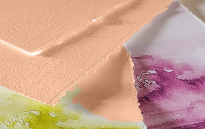 Handmade Cotton Paper with Deckle Edge Recycled Cotton Rag Mixed Media Card Stock for Watercolor, Writers, Invitations, Crafts (8x8 inch, 150gsm, 50 Pack, Baby Peach Color)