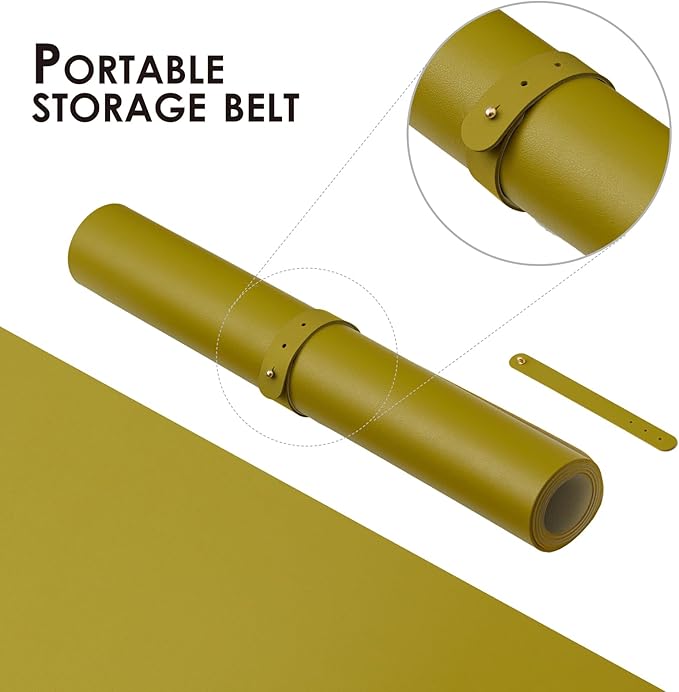 Leather Desk Mat - Non-Slip PU Desk Pad for Office and Home - Desk Organization and Accessories - Ideal for Large Mouse Pad and Desk Mats on Top of Desks (Olive Green,31.5"x 15.7")