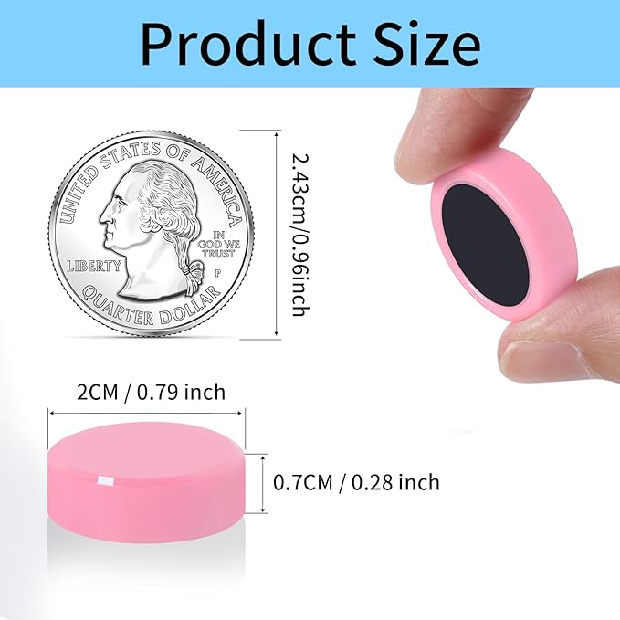 Fridge Magnets, 30 Pack Strong Small Heavy Duty Magnets, Decorative Mini Cute Round Refrigerator Magnets for Whiteboard, Crafts, Fridge, Locker, Classroom, Office,Kitchen (Pink)