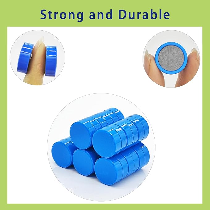 Fridge Magnets, 30 Pcs Strong Refrigerator Magnets, Heavy Duty Round Small Magnets for Whiteboard Fridge Locker Craft, Decorative Cute Mini Magnet for School Classroom Office Kitchen Home, Blue