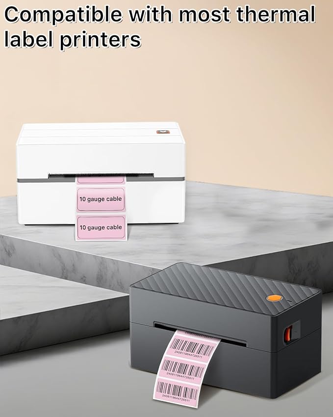 iEager 2x1 Inch Thermal Labels, Pink Rectangle Thermal Printer Stickers, Durable Shipping Label Printer Sticker for Barcode, Name, Address, 1000 Labels/Roll