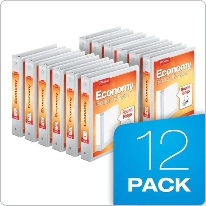 Cardinal Economy Binders Bundle - 4" Slant-D Rings Holds 835 Sheets Case of 6 & 1.5" Round Rings Holds 350 Sheets Carton of 12