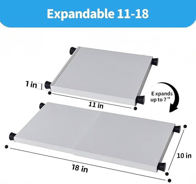 Adjustable Locker Organizer Shelf, 30LB Load-Bearing Metal Locker Shelf for Schools, Offices, Gyms, Locker Shelf Expandable to Fit Your Locker 11-18” (1, White)