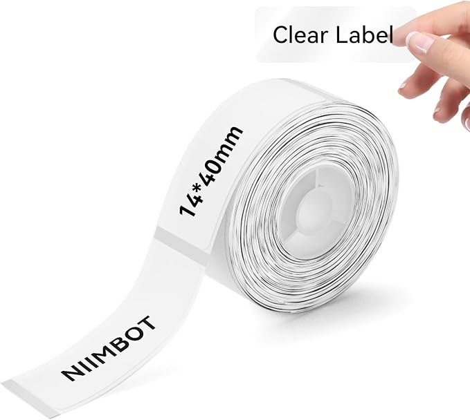 NIIMBOT Label Maker Tape for D11/D110/D101 Label Maker, 14 x 40 mm (0.55'' x 1.57'') for Home Office Labeling Tape Replacement, Clear
