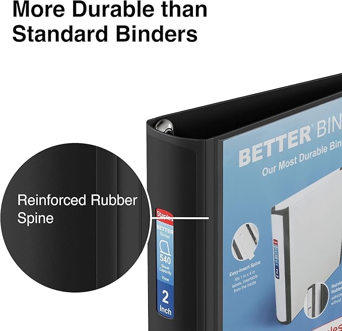 Staples Better Binder, 2-Inch, Black