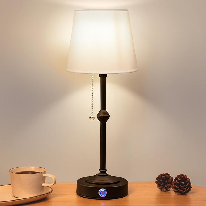 Portable Rechargeable Cordless Table Lamp: Birthday Gifts for Women Mom, House Warming Gifts New Home Decor, 5200mAh Adjustable Light Battery Powered Table Lamp (Black)