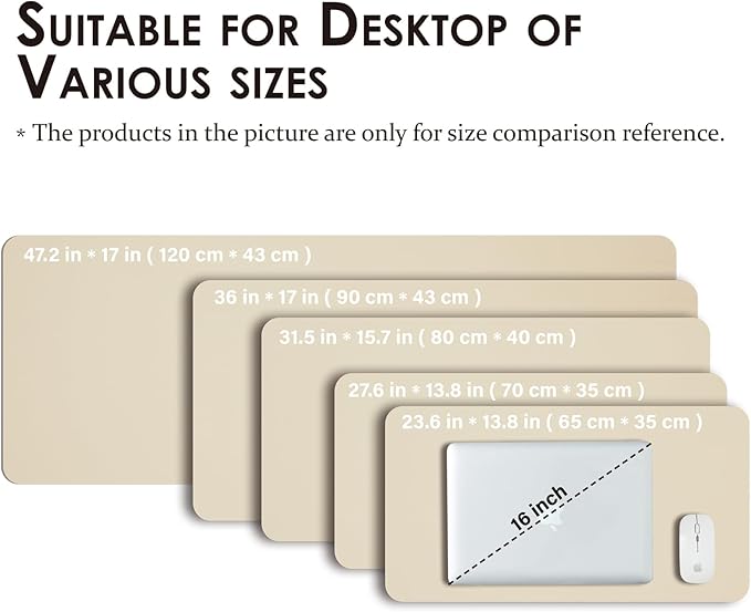 Large Desk Mat - 47.2"x 17" Non-Slip PU Desk Pad for Office and Home - Ideal for Large Mouse Pad and Desk Mats on Top of Desks(Beige)