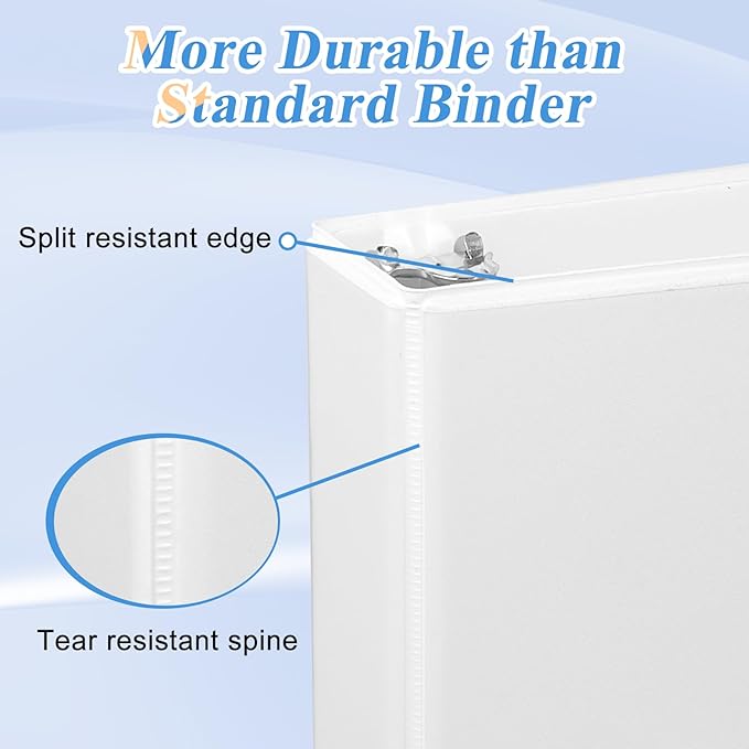 1-inch Slant D Ring View Binder - 3 Ring Binder for US Letter Size Paper, 12-Pack, White