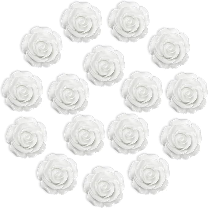 15 pcs - Cute Flower Magnet, White Rose Magnet for Fridge and Locker, Whiteboard and Decorative(15 pcs - Rose - White)