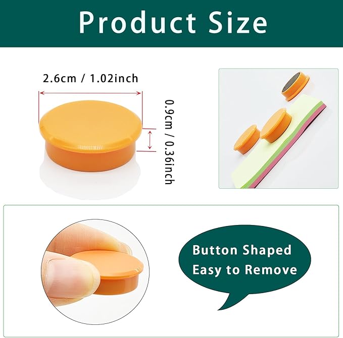 ZDZBLX Fridge Magnets, 30pcs Strong Refrigerator Magnets, Heavy Duty Small Magnets for Whiteboard, Office, Classroom, Lockers, Maps, DIY Crafts - Cute Mini Round Magnet for Fridge, Kitchen (Orange)