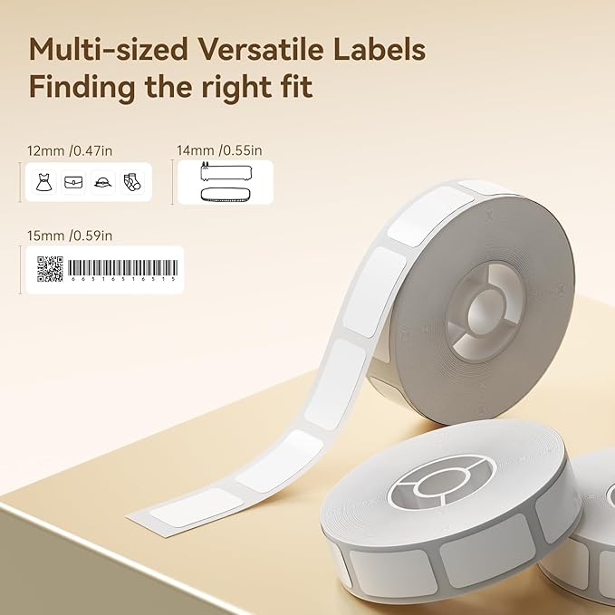 NIIMBOT D11 Label Maker Tape Adhesive White Label Paper 0.47" X 1.57" (12 X 40mm) 155 Labels/Roll, Compatible for NIIMBOT D11 D110 Printer, Thermal Paper Black on White, 3-Roll