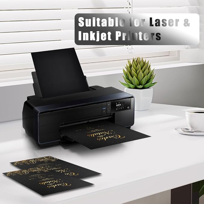 30 Sheets Black Cardstock, 8.5 x 11 Card Stock, 92lb/250gsm Thick Cover Stock, Heavyweight Printer Paper for Invitations, Scrapbooking, Crafting, DIY Projects, Decoration and Drawing