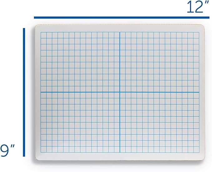 Flipside Products Dry Erase XY Axis Graph, Two Sided, Black Markers and Erasers, Graphing, Graph Lapboard for Kids and Students, Pack of 12