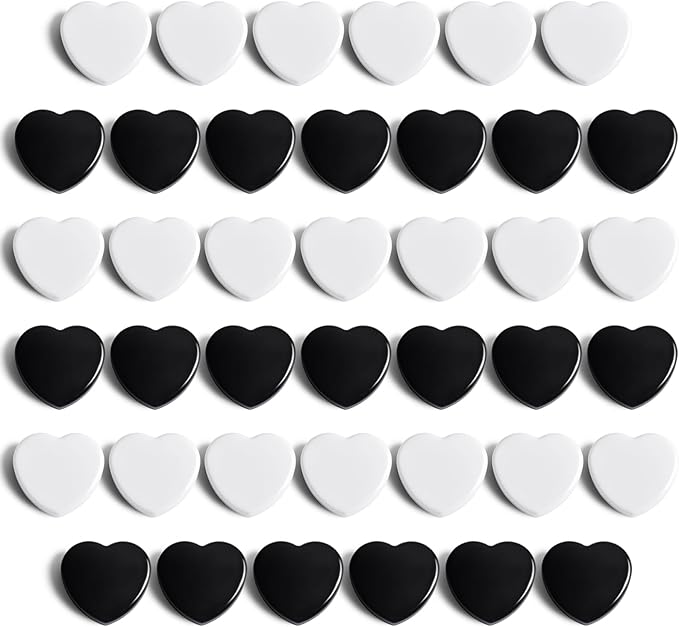 ZDZBLX 40PCS Heart Fridge Magnets - Cute Mini Strong Magnets for Whiteboard & School Lockers - Decorative Refrigerator Magnets - Heavy Duty Small Magnet for Kitchen, Home, Office, Crafts (Black+White)