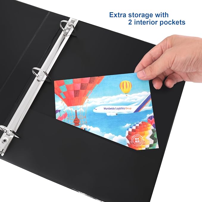 ViVin 1.5 Inch Slant-D View Binder, Single-Tap 3 Ring Binder 1.5", Fits 8.5" x 11" Paper, Black,6 Pack