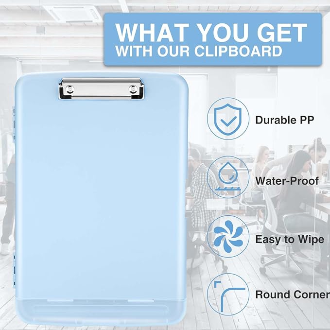 Sooez Clipboards with Storage, High Capacity Clip Boards 8.5x11 with Storage, Heavy Duty Nursing Clipboard Folder, Plastic Clipboard with Pen Holder for Women Teachers Work, School & Office Supplies