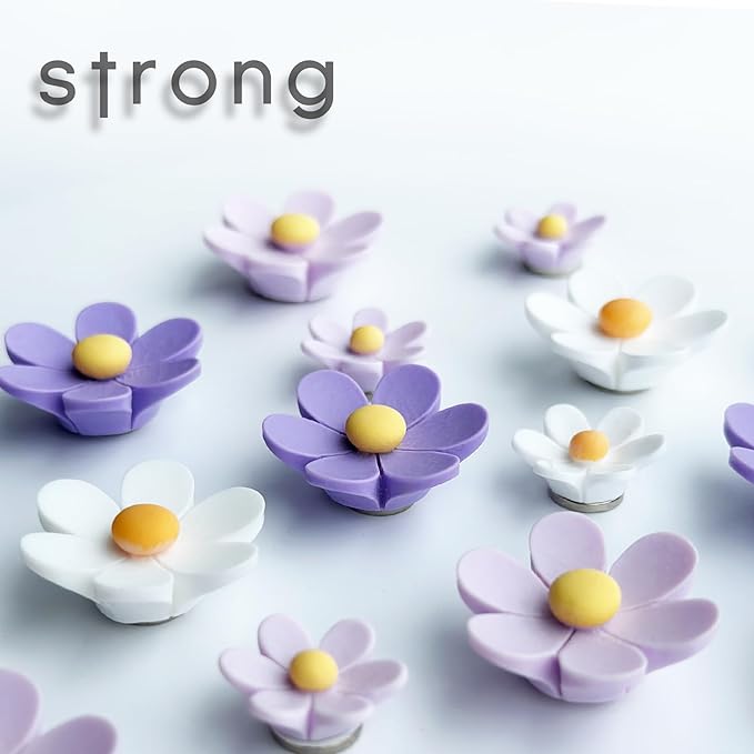 16 pcs - Cute Flower Magnet, Purple Magnet for Fridge and Locker, Whiteboard, and Decoration (16 pcs-Flower-Purple)