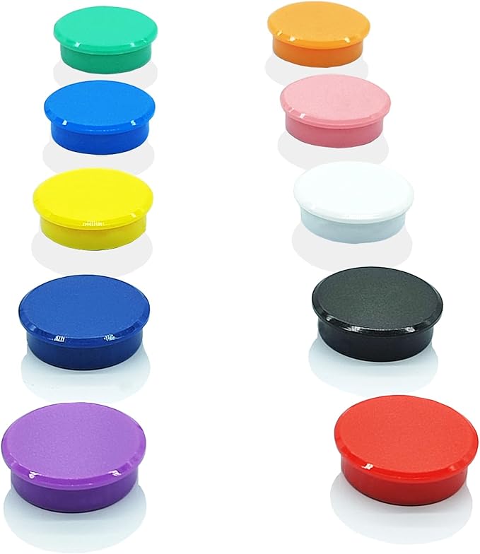 ZDZBLX Fridge Magnets, Heavy Duty Strong Refrigerator Magnets for Whiteboard Locker, 10 Pack Decorative Round Magnets in 10 Colors, Cute Colored Magnet for Fridge, Office, Kitchen, Classroom, Home
