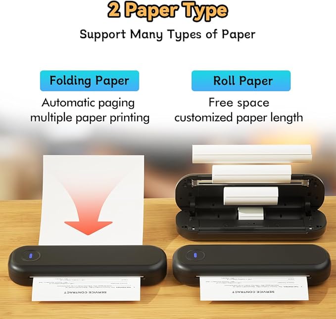 Wireless Thermal Printer L86, 203dpi High Clarity, Bluetooth Portable Inkless, Support for Roll/Folding Paper, 8.5 X 11in US Letter &Legal, A4&A5, Compatible with iOS, Android, Laptop & Pc (BLACK)