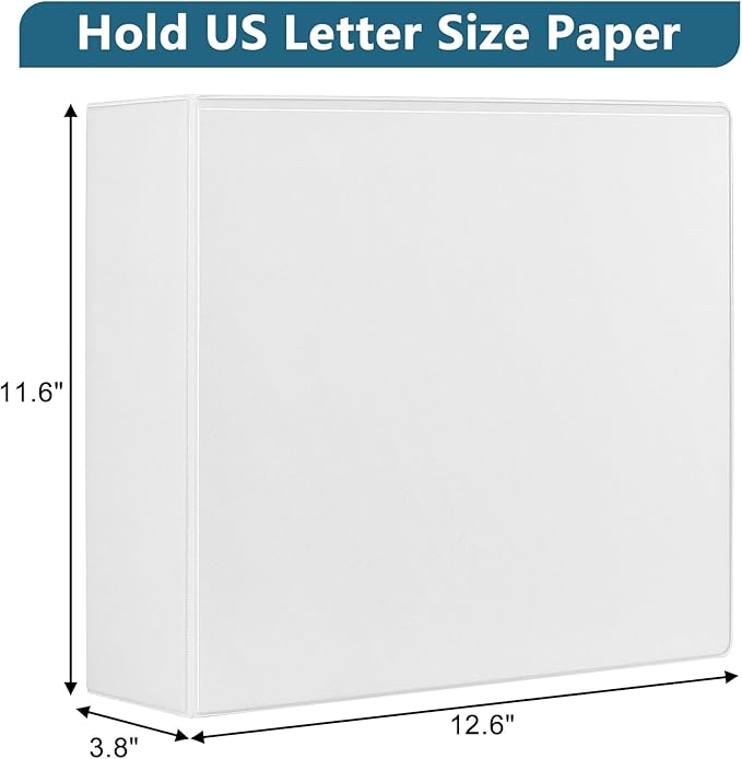 3-Inch 3 Ring Binder, Standard 3" Slant-D Ring Binder Fit Letter Size Paper, Presentation View Binders, White, 10-Pack