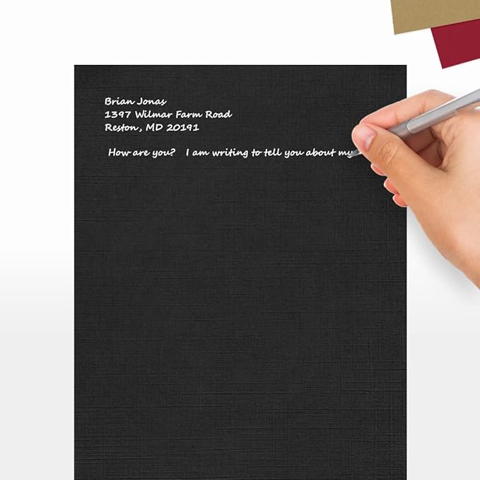LUXPaper 8.5" x 11" Cardstock | Letter Size | Black Linen | 100lb. Cover (183lb. Text) | 50 Qty