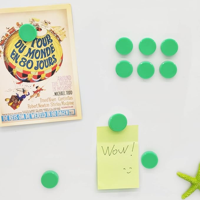 ZDZBLX 30 Pack Strong Fridge Magnets, Heavy Duty Round Refrigerator Magnets, Small Whiteboard Magnets for Fridge, Locker, Crafts, Kitchen, Office, Classroom, Mini Cute Magnet for Home & School (Green)