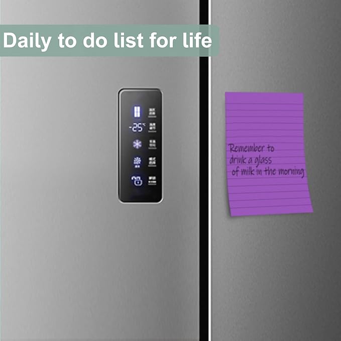 24 Pack Lined Sticky Notes 4X6 in Self Sticky Note Pads Colorful Post Stickies for Office, Home, School, Meeting, 50 Sheets/pad, (Bright Color)