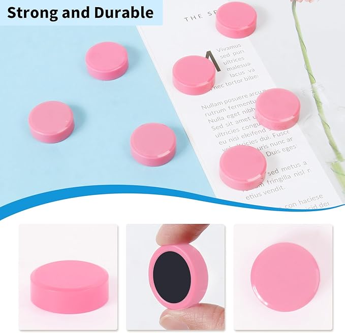 Fridge Magnets, 30 Pack Strong Small Heavy Duty Magnets, Decorative Mini Cute Round Refrigerator Magnets for Whiteboard, Crafts, Fridge, Locker, Classroom, Office,Kitchen (Pink)