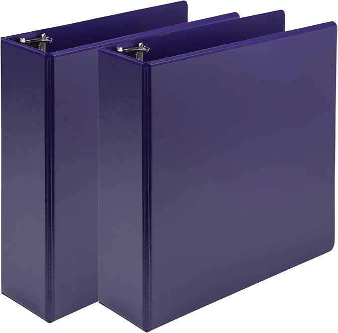 Samsill Earth’s Choice™, Durable Fashion Color 3 Ring View Binder, 3 Inch Round Ring, Up to 25% Plant Based Plastic, Eco-Friendly, USDA Certified Biobased, Purple, Value 2 Pack (U86808)