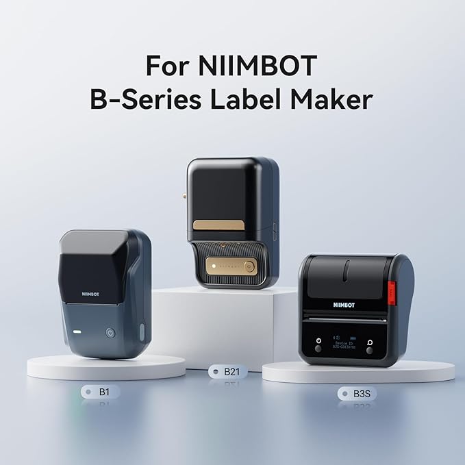 NIIMBOT Label Tape for B1/B21/B3S, 1.97'' x 1.18'' (50x30mm), 230 Labels/Roll, Thermal Label Tape for Marson Jar/Bakery/Grocery/Barcode/Return Address/Small Business, White