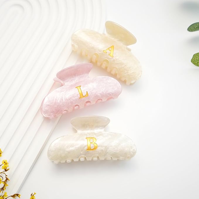 Initial Cute Hair Clips - Pink Letter Elegant Hair Claw Clips, Fashion Glitter Claw Clips Durable Hair Clips, Wedding Gift, Bridesmaid Gifts, Birthday Gifts, Christmas Gift, Letter J