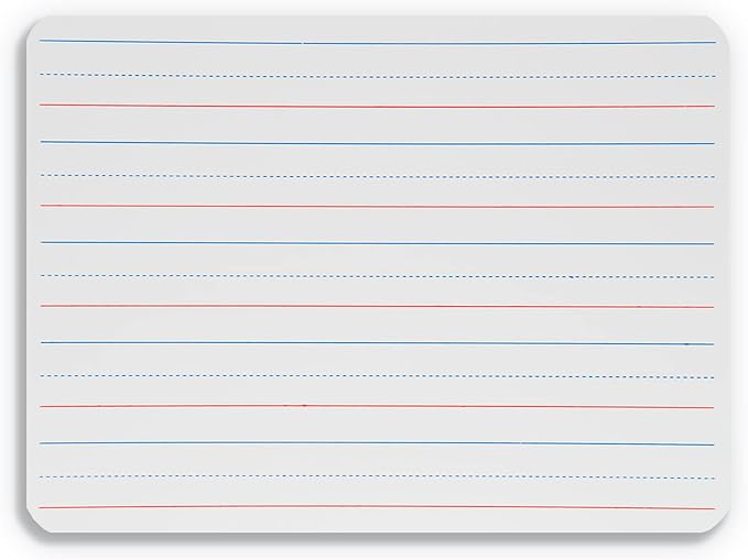 Flipside - 12034 Red and Blue Ruled Plain Dry Erase Board, 9 x 12 Inches, White, Pack of 24