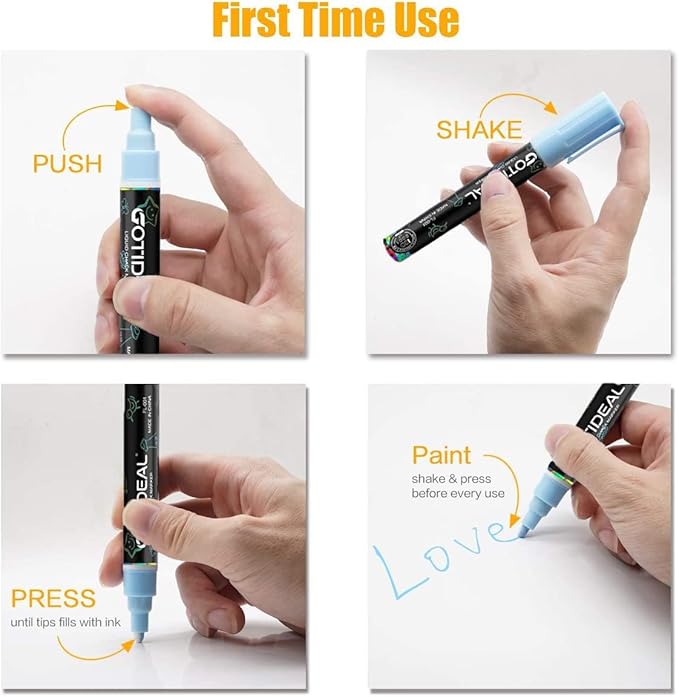 GOTIDEAL Chalk Markers, 8 Colors Liquid Chalk Markers for Blackboard Chalkboard Calendar Glass Neon Pens, Washable Window markers Paint and Drawing for Car, Auto, Bistro,Mirror Wet Erase Chisel Tip