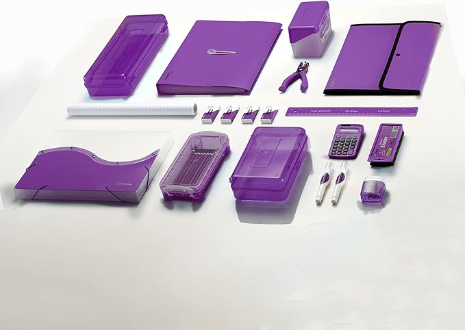 3 Slant D-Ring Binder 2 Inch Binder Purple, 2 in Clear View Cover w/ 2 Inside Pockets, Heavy Duty Colored School Supplies Binders Also Available in Blue, Pink, Red, Green, Grey (24 PC)–by Enday