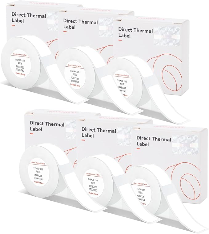 D11 D110 D101 Label Tapes, 6 Rolls 0.59" x 1.96"(15x50mm) Adapted for Niimbot D11/D110/D101 Label Print Paper, D11 Thermal Sticker Paper Waterproof Self Adhesive D110 Labeling Tape(White)