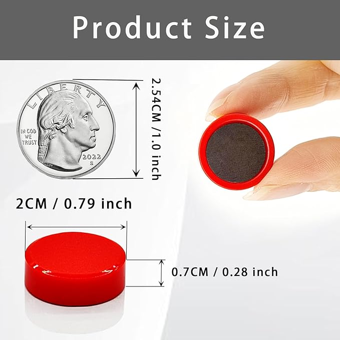 ZDZBLX Fridge Magnets, Strong Refrigerator Magnets 40 Pack, Heavy Duty Small Magnets for Whiteboard Classroom Locker, Round Cute Mini Magnet with Strong Magnetic for DIY Office Home Kitchen, Red