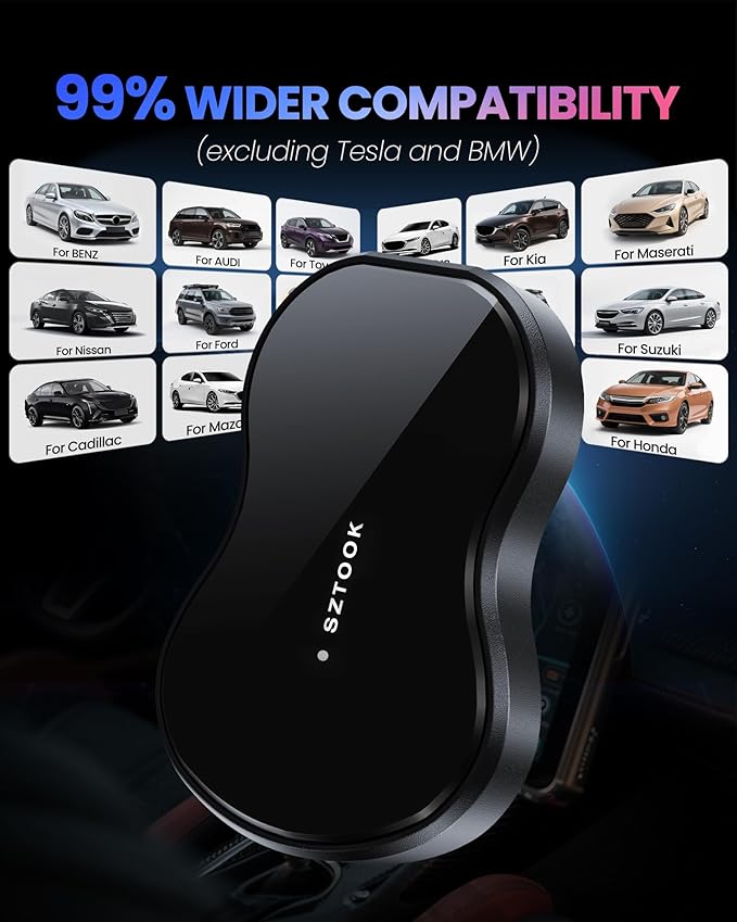 Wireless Carplay Adapter Plug & Play for Apple iPhone iOS 10+ & Cars from 2016+, Auto-Connect Stable Control & No Latency Mini Size with Extension Cable USB & USB-C/Type-C
