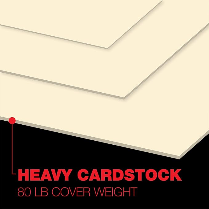 Accent Opaque Cream-Colored 8.5” x 11” Cardstock Paper, 80lb, 216gsm – 250 Sheets (1 Ream) – Premium Super Smooth Heavy Cardstock, Warm White Printer Paper for Ink Heavy Projects – 121978R