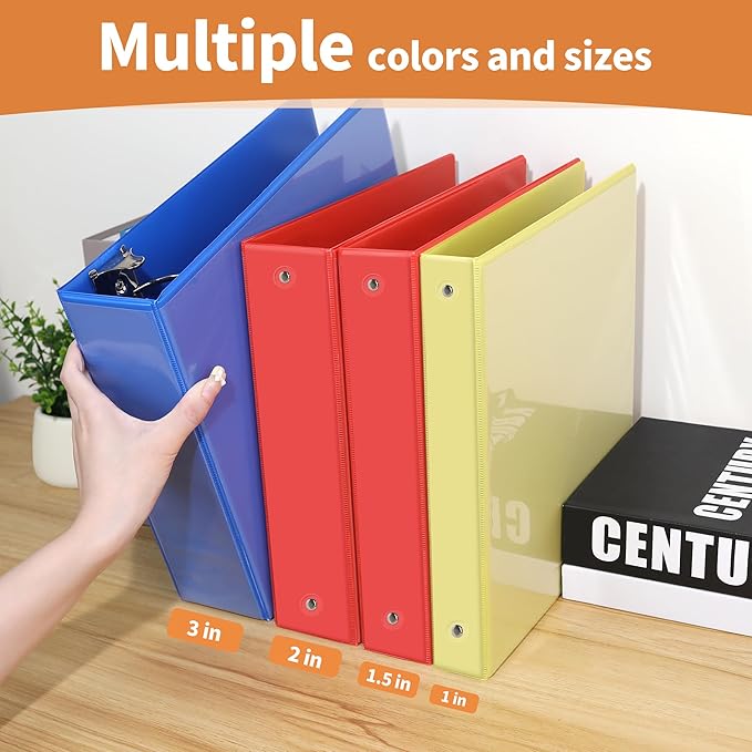SUNEE 3 Ring Binder 1.5 Inch 1 Pack, Clear View Binder Three Ring PVC-Free (Fit 8.5x11 Inches) for School or Office Supplies, Yellow
