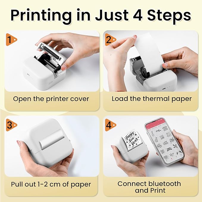 Print Pods Mini Sticker Printer, Sticker Printer, Mini Printer for Study Notes, DIY, To-do List, Mini Thermal Printer Compatible with iOS & Android, M02L Print Pods Mini Printer for Students