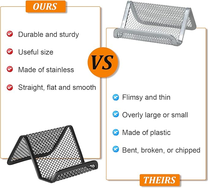 Business Card Holder for Desk, Office Desktop Business Card Display Holder, Mesh Business Card Holder, Desk Accessories for Women and Men,Black ( 3 Pack )