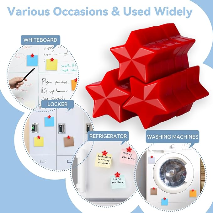 ZDZBLX 30 Pack Red Fridge Magnets, Strong Refrigerator Magnets, Small Heavy Duty Magnets for Whiteboard, Cute Decorative Star Mini Magnet for Fridge, Office, Kitchen, Classroom, Home, Locker, Craft