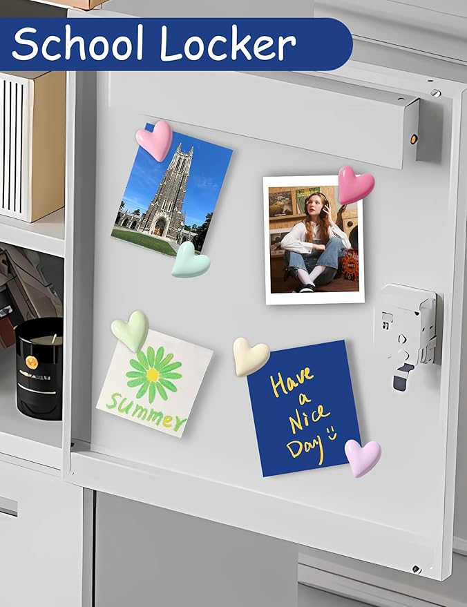 24PCS Colorful Fridge Magnets Cute Love Heart Refrigerator Magnets, Decorative Magnets for Whiteboard Cabinet Locker, Lovely Fun Magnets for Classroom Home Kitchen Office