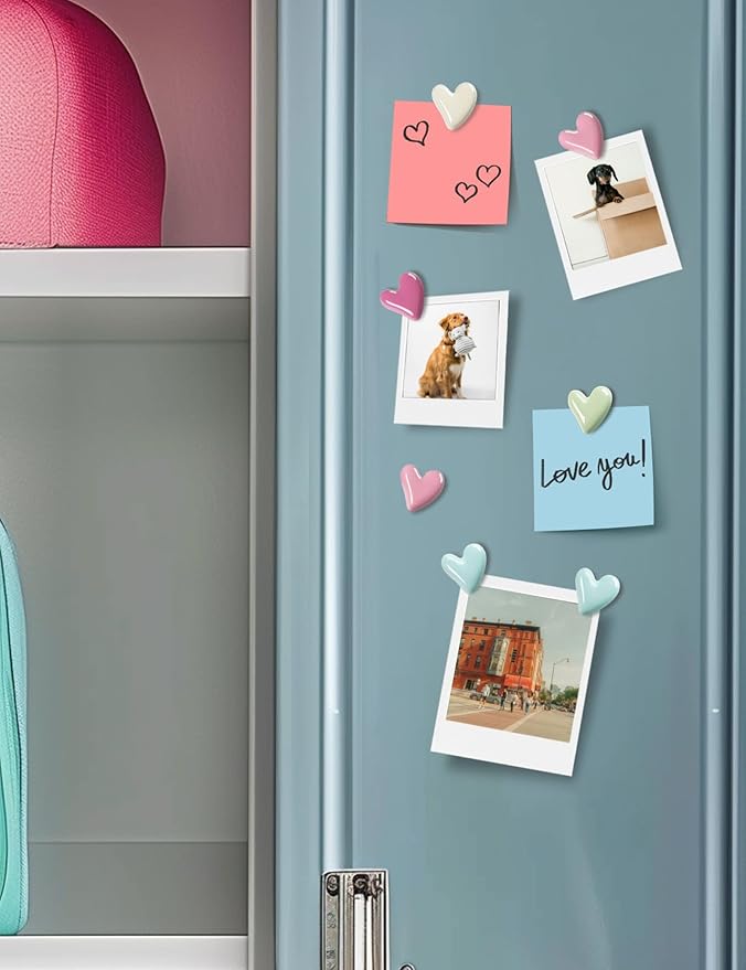Mymazn 20Pcs Fridge Magnets Cute Refrigerator Magnet, Colorful Magnets for Whiteboard Cabinet Locker, Heart Decorative Magnets for Classroom Kitchen Office