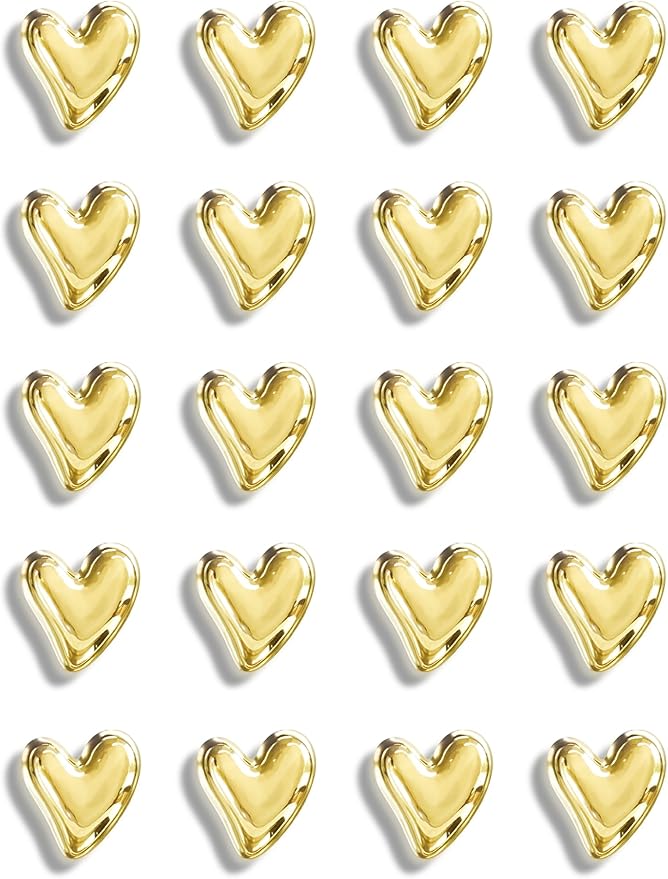 Mymazn 20Pcs Fridge Magnets Cute Refrigerator Magnets, Small Magnets for Whiteboard Cabinet Locker, Heart Decorative Magnets for Classroom Kitchen Office (Gold)